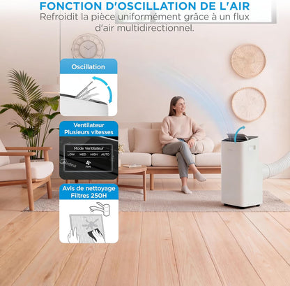 Climatiseur Mobile 3 en 1 avec App de Contrôle & Télécommande