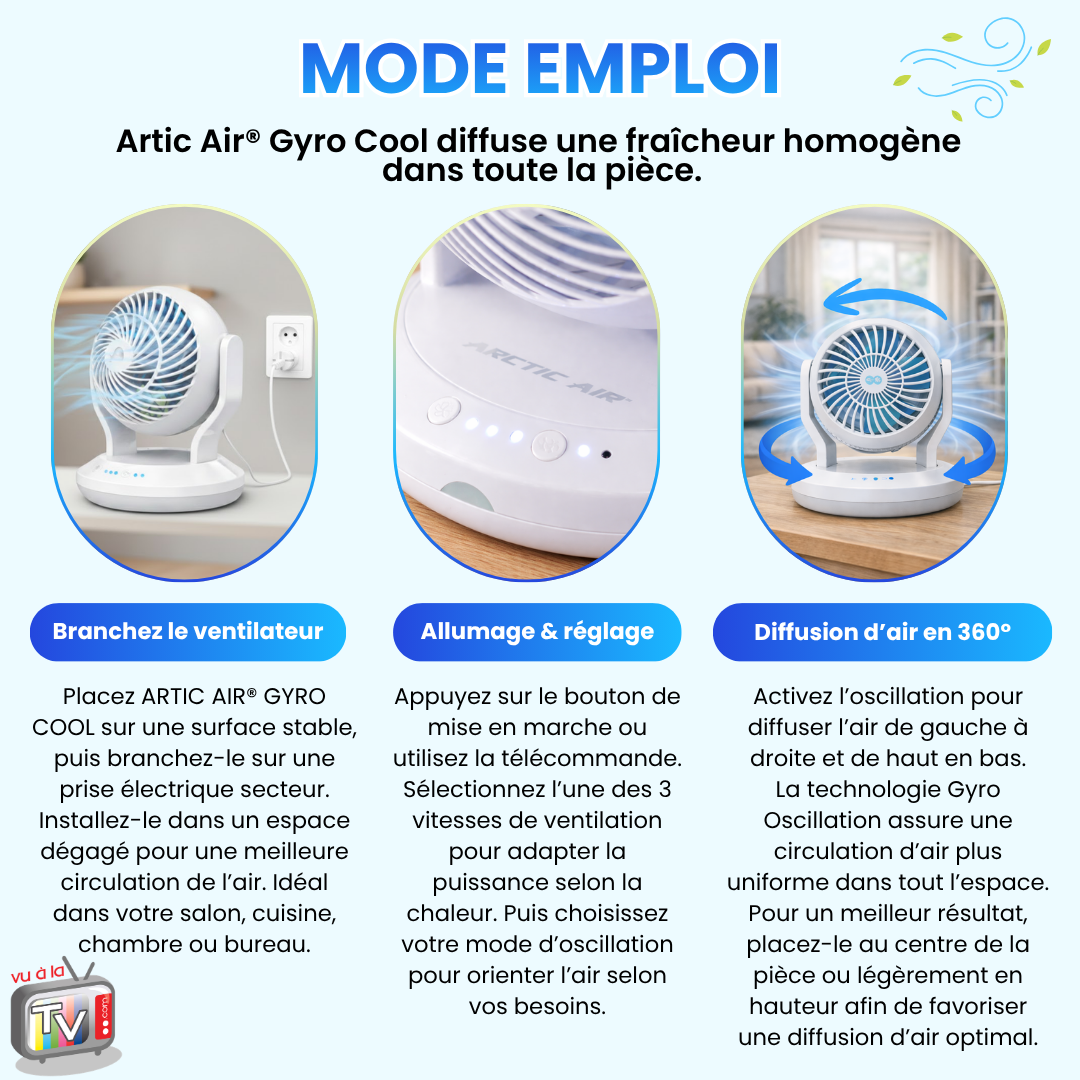 Ventilateur Portable Oscillant 360°